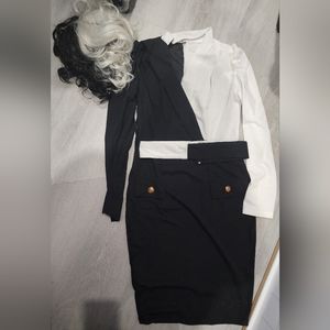 Curella inspired Halloween outfit black/white L/XL with wig